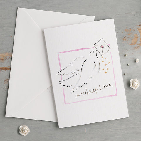 'A Note Of Love' Hand Painted Printed Keepsake Card