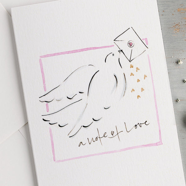 'A Note Of Love' Hand Painted Printed Keepsake Card