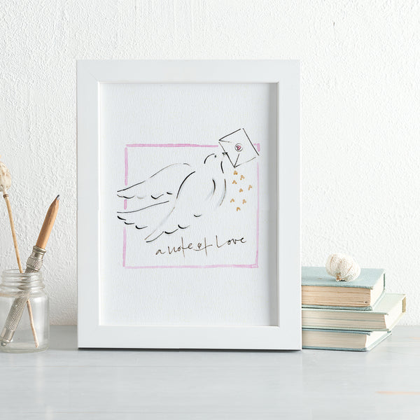 'A Note Of Love' Hand Painted Printed Keepsake Card