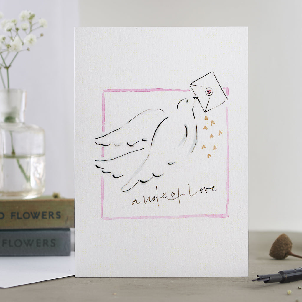 'A Note Of Love' Hand Painted Printed Keepsake Card