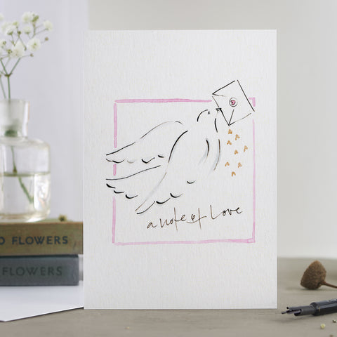'A Note Of Love' Hand Painted Printed Keepsake Card