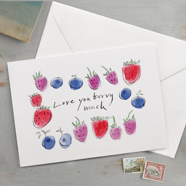 'Love You Berry Much' Funny Fruit Romantic Card