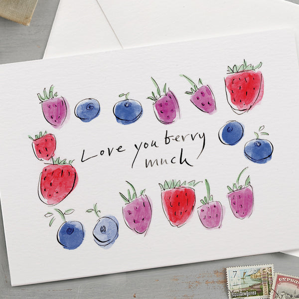 'Love You Berry Much' Funny Fruit Romantic Card