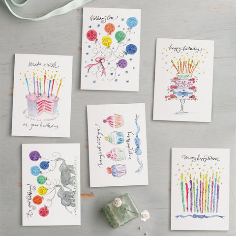 'Birthday Cards' Mixed Pack Of Six