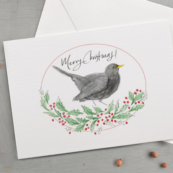 'Merry Christmas' Bonnie Blackbird Christmas Card