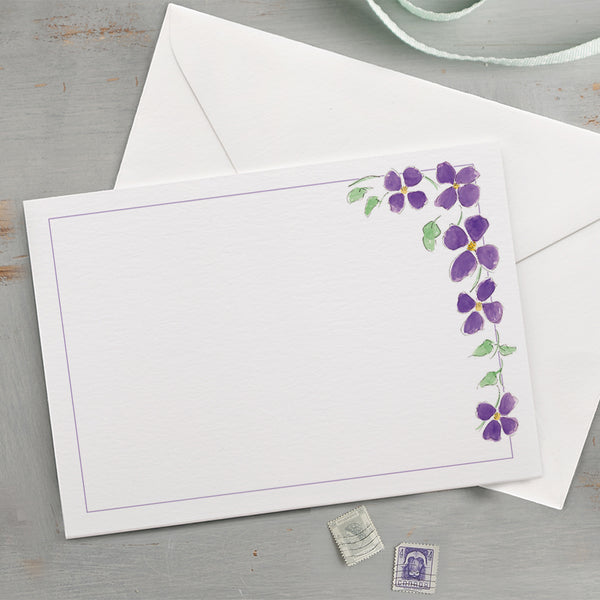 'Clematis' Floral Notecard Set