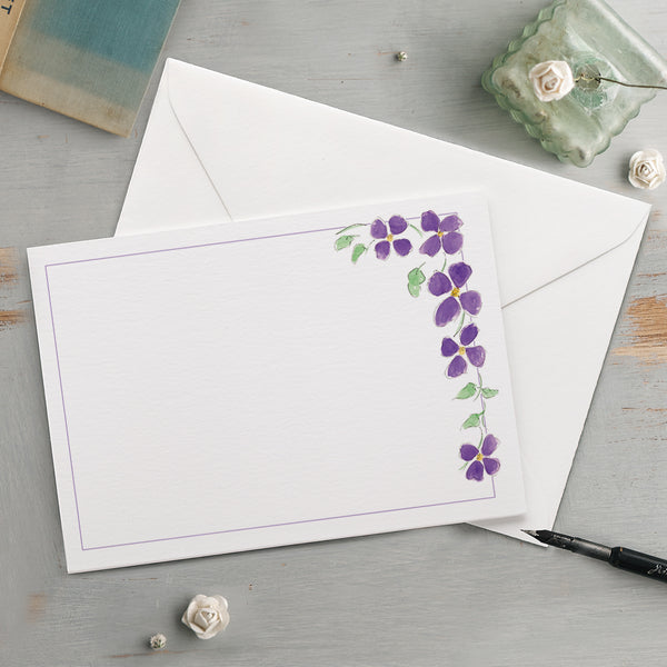 'Clematis' Floral Notecard Set