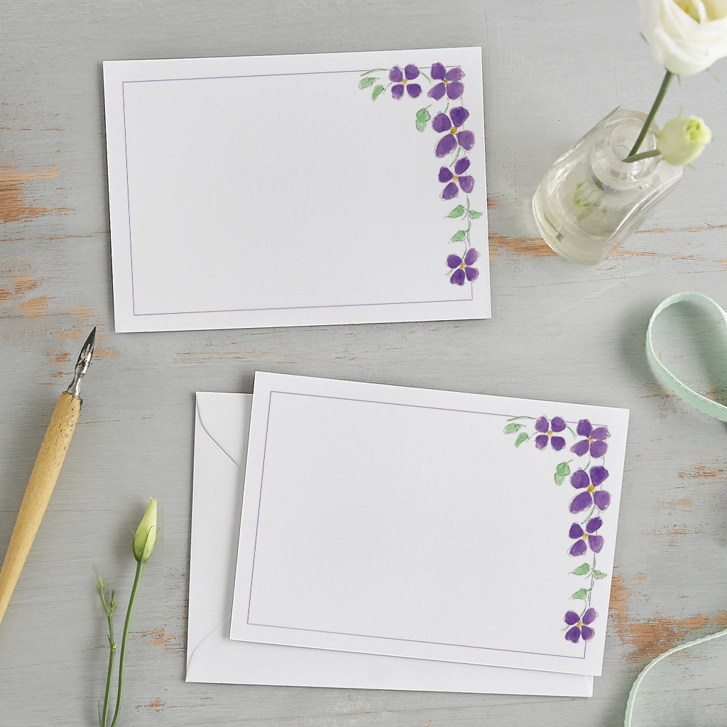 'Clematis' Floral Notecard Set
