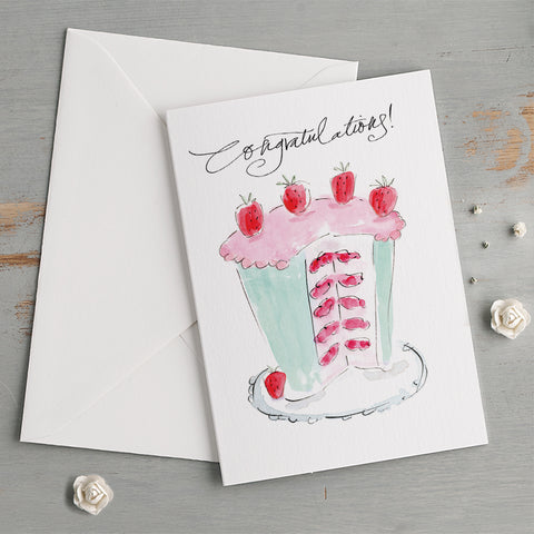 'Congratulations!' Strawberry Cake Celebration Card