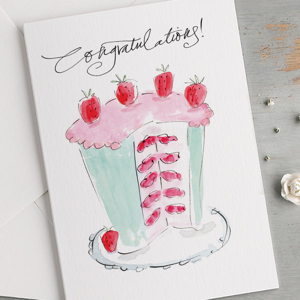 'Congratulations!' Strawberry Cake Celebration Card