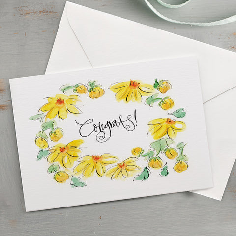 'Congrats!' Yellow Dahlias Celebration Card