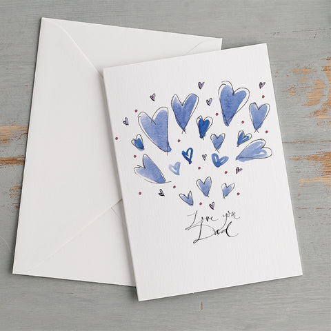 'Love You Dad' Blue Hearts Balloons Card