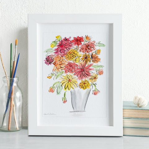 'Delightful Dahlias' Framed Original Art