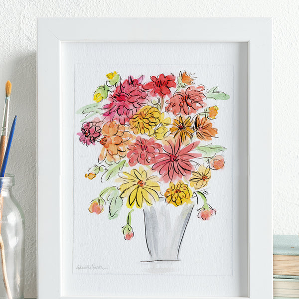 'Delightful Dahlias' Framed Original Art