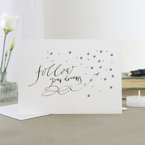 'Follow Your Dreams' Hand Painted Printed Keepsake Card