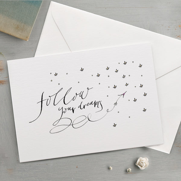 'Follow Your Dreams' Hand Painted Printed Keepsake Card