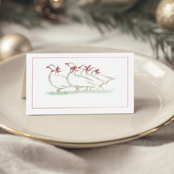 Christmas 'Geese' Tent Folded Place Cards Set Of 8