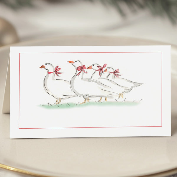 Christmas 'Geese' Tent Folded Place Cards Set Of 8