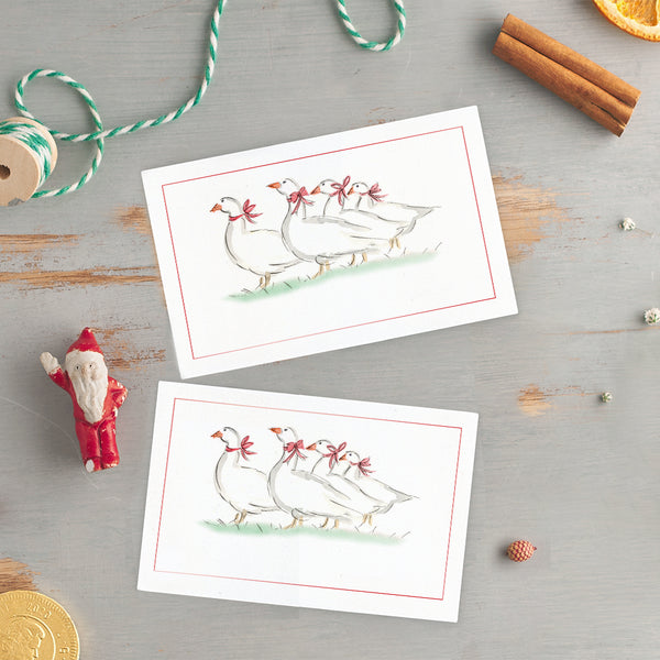 Christmas 'Geese' Tent Folded Place Cards Set Of 8