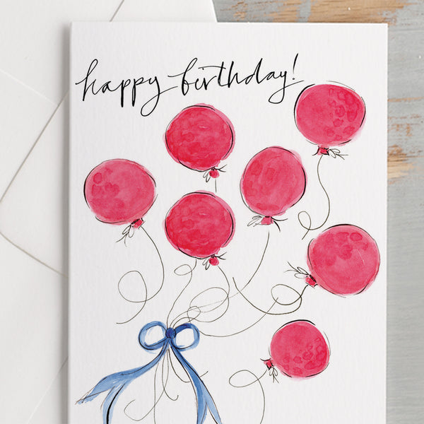 'Happy Birthday' Red Balloons Birthday Card