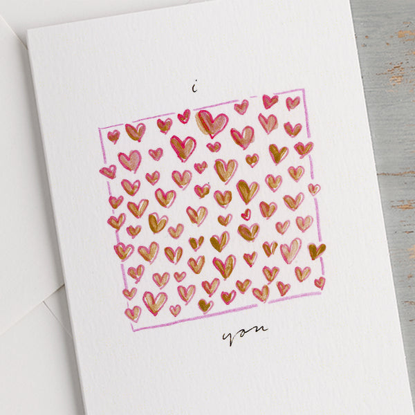 'I Love You' Hand Painted Printed Keepsake Card