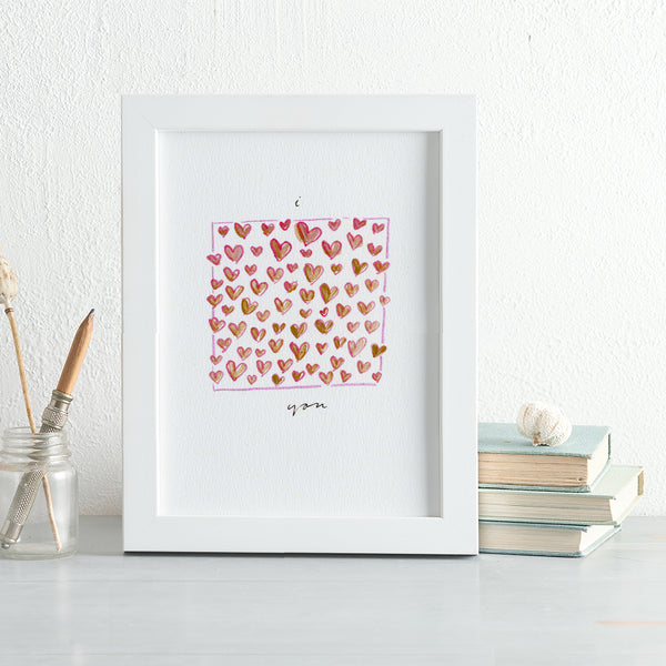 'I Love You' Hand Painted Printed Keepsake Card