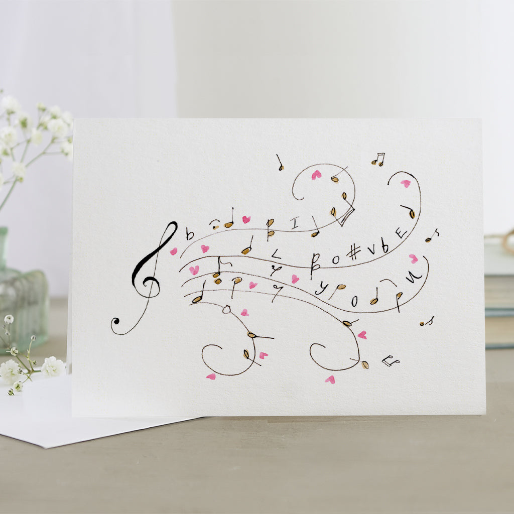 'I Love You' Hand Painted Printed Keepsake Card