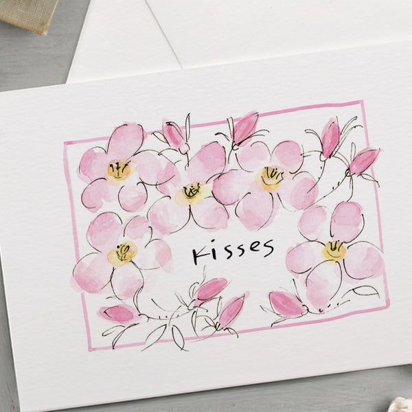 'Kisses' Roses Card