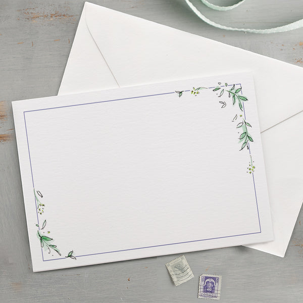 'Leaf Border' Floral Notecard Set