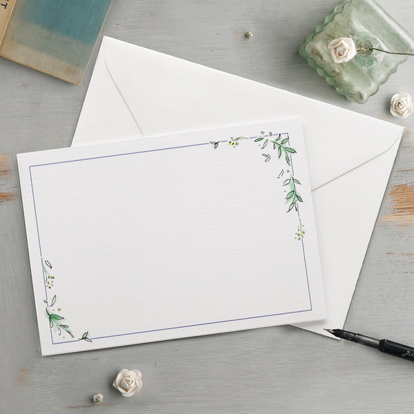 'Leaf Border' Floral Notecard Set