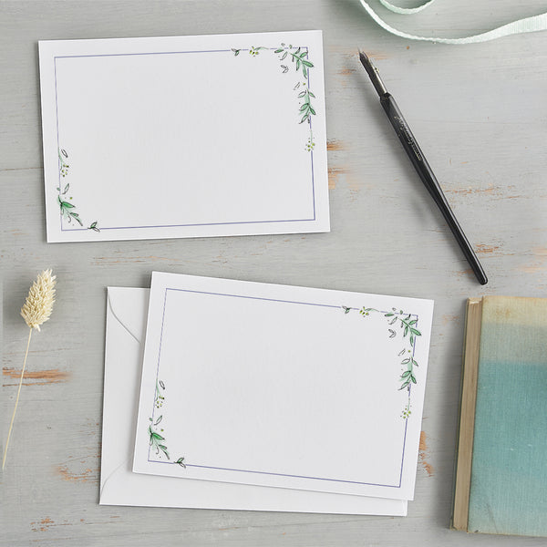 'Leaf Border' Floral Notecard Set