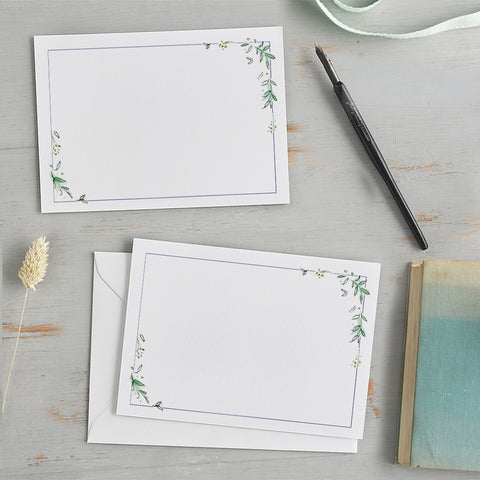 'Leaf Border' Floral Notecard Set