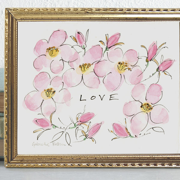 'Love' Rose Border Framed Original Art