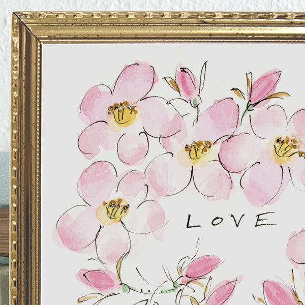 'Love' Rose Border Framed Original Art