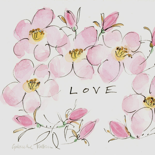 'Love' Rose Border Framed Original Art