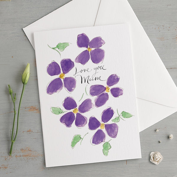 'Love You Mum' Clematis Mother's Day Card