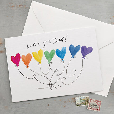 'Love You Dad' Rainbow Hearts Dad Card