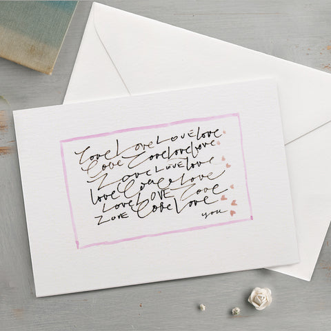 'Love, Love, Love... You' Hand Painted Printed Keepsake Card