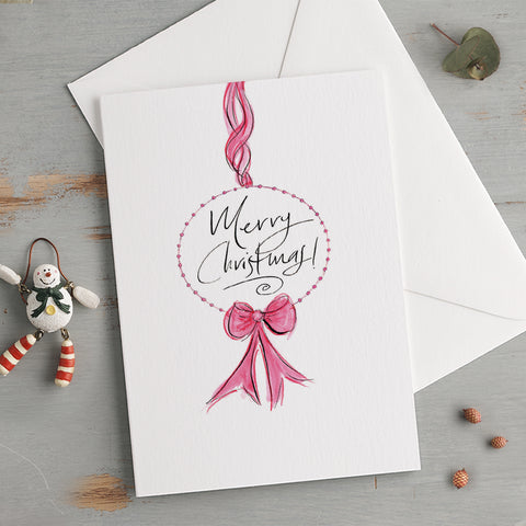 'Merry Christmas' Decorative Bauble And Bow Christmas Card