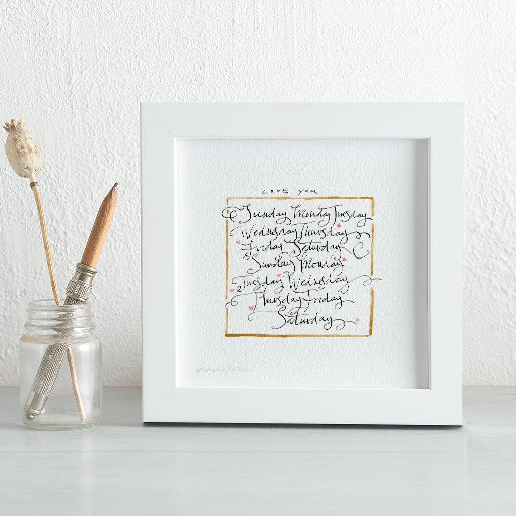 'Love You Sunday-Monday' Framed Original Art