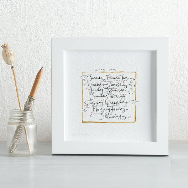 'Love You Sunday-Monday' Framed Original Art