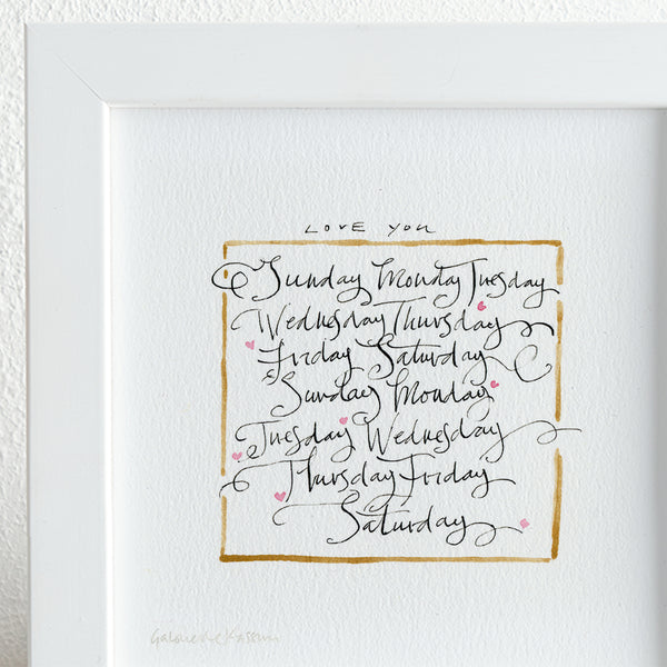 'Love You Sunday-Monday' Framed Original Art