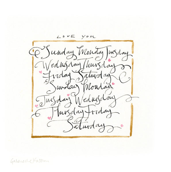 'Love You Sunday-Monday' Framed Original Art