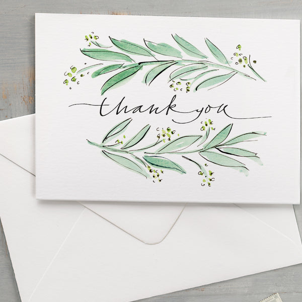 'Thank You' Olive Leaves Card