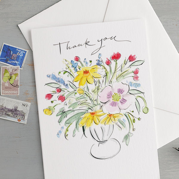 'Thank You' Vase Of Flowers Card