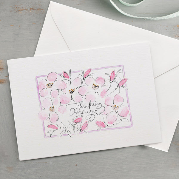 'Thinking Of You' Hand Painted Printed Keepsake Card