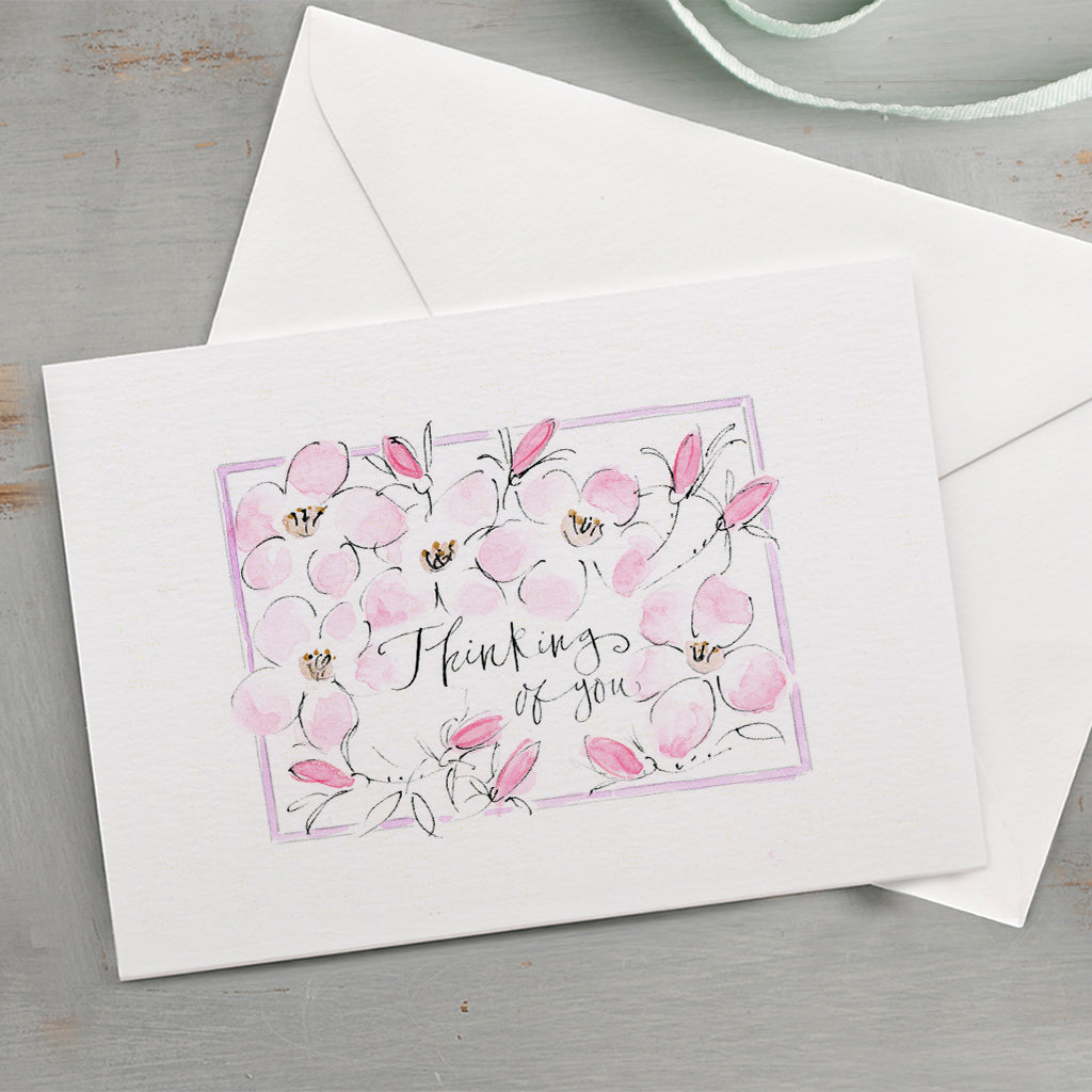 'Thinking Of You' Hand Painted Printed Keepsake Card