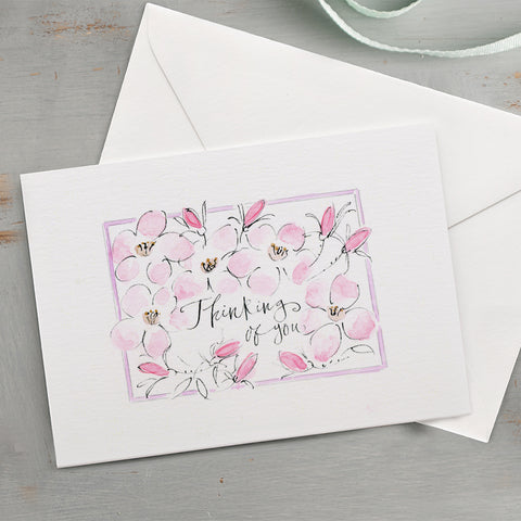 'Thinking Of You' Hand Painted Printed Keepsake Card