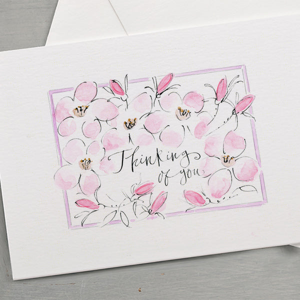 'Thinking Of You' Hand Painted Printed Keepsake Card