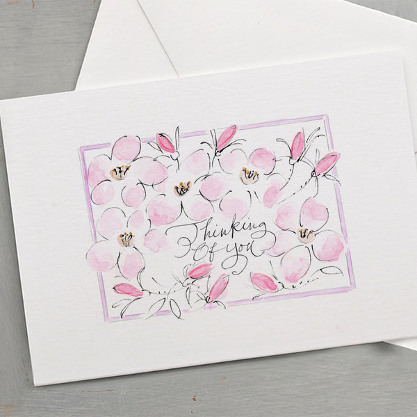 'Thinking Of You' Hand Painted Printed Keepsake Card